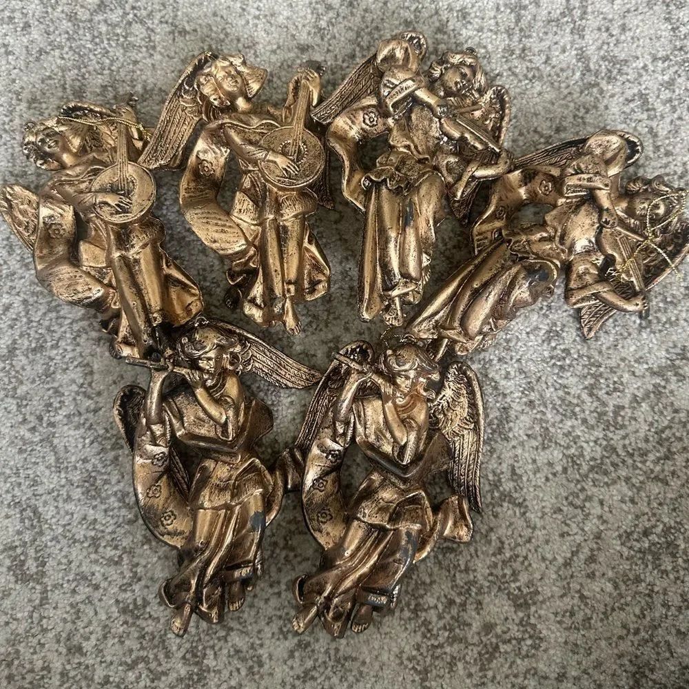 Vintage 6” Christmas Tree Bronze Ornaments (6) included